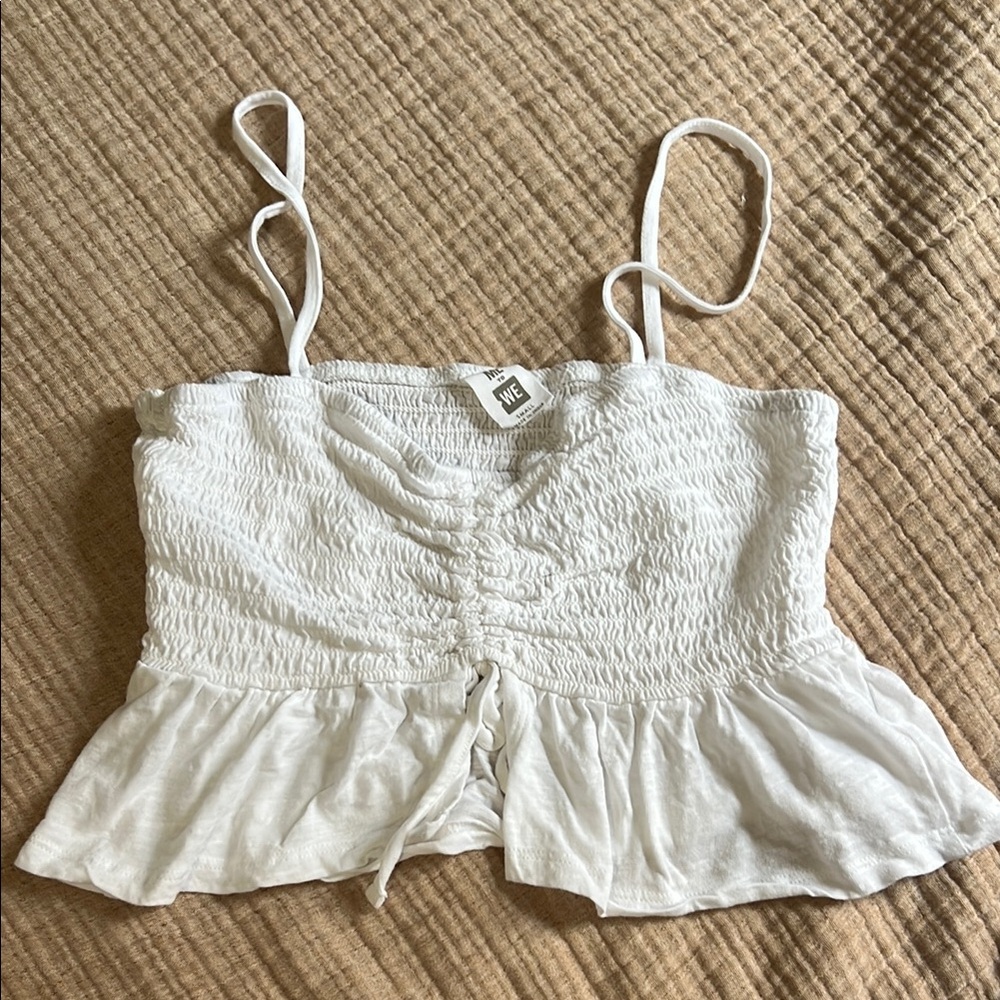 White Smocked Peplum Top
